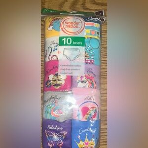 Wonder Nation Girls Cotton Brief Underwear, 10-Pack